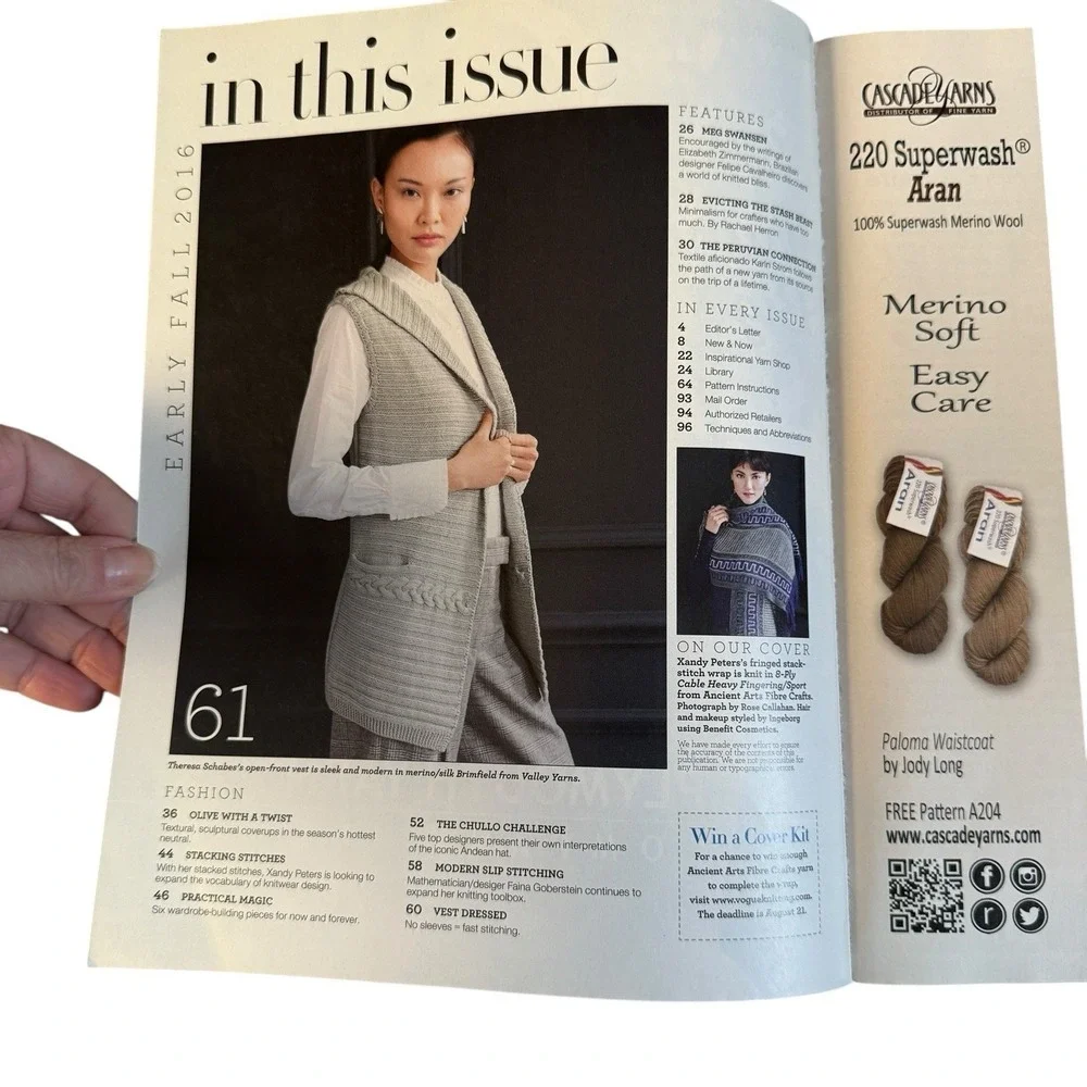 Vogue Knitting Magazine Early Fall‎ 2016 Wardrobe Essentials Knitting Patterns